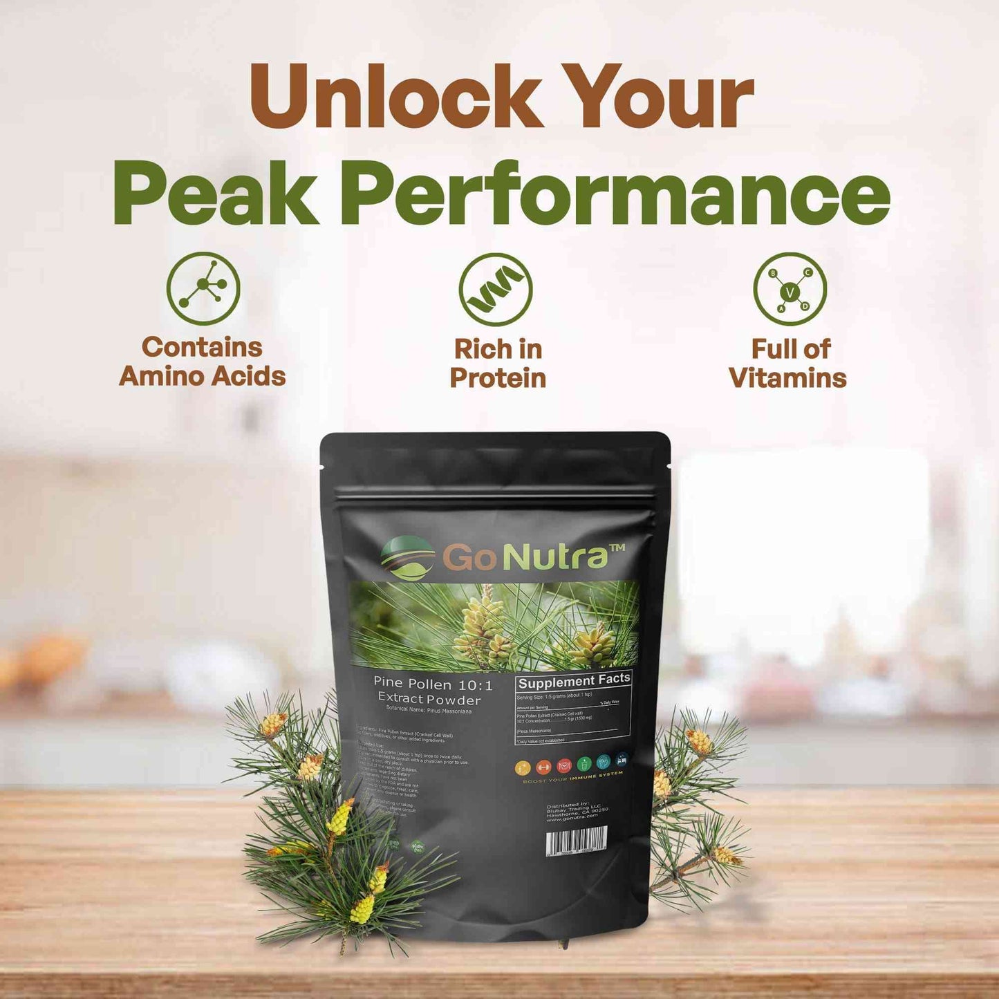 Pine Pollen Powder Cracked Cell 1lb Herbs & Tea Go Nutra Go Nutra Buy Pure Pine Pollen Powder Now!