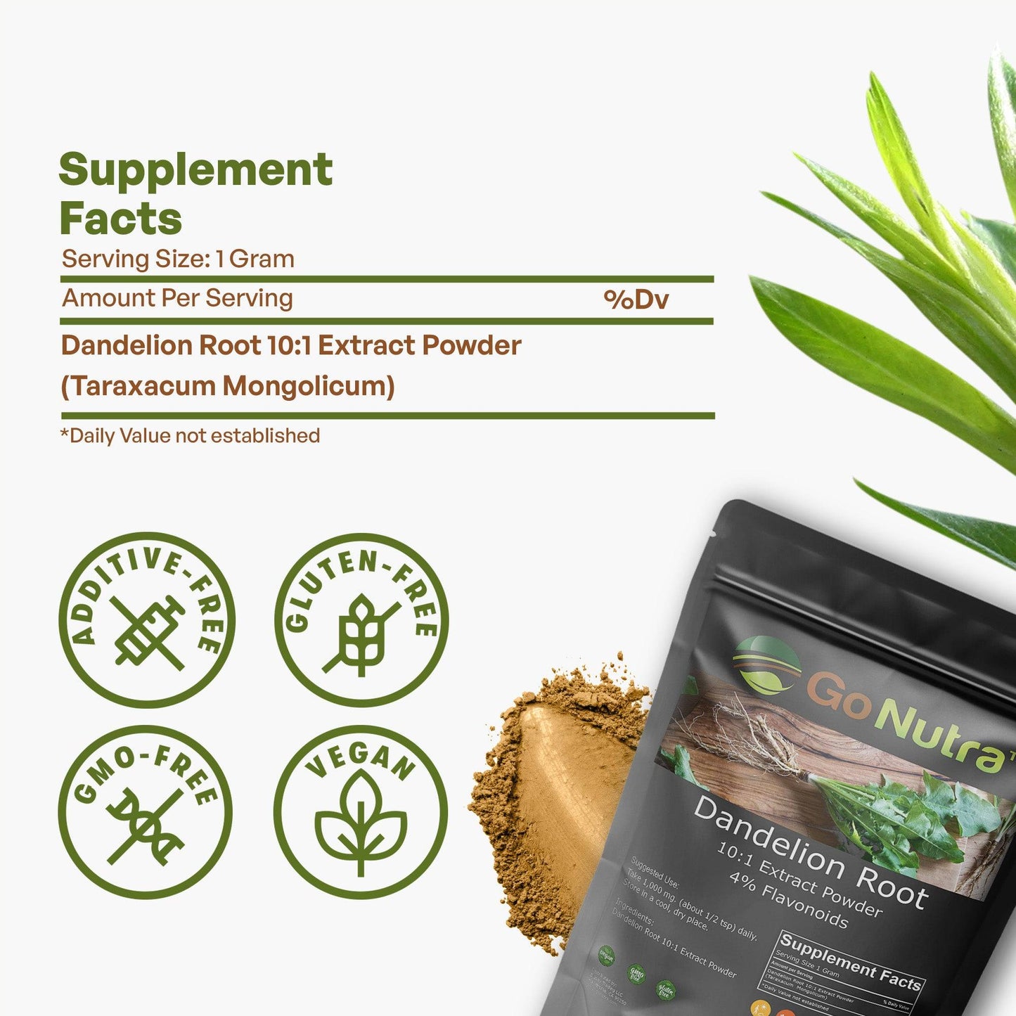 Dandelion Root Powder Organic 1 lb Herbs & Botanicals Go Nutra Go Nutra Organic Dandelion Root Powder 10:1