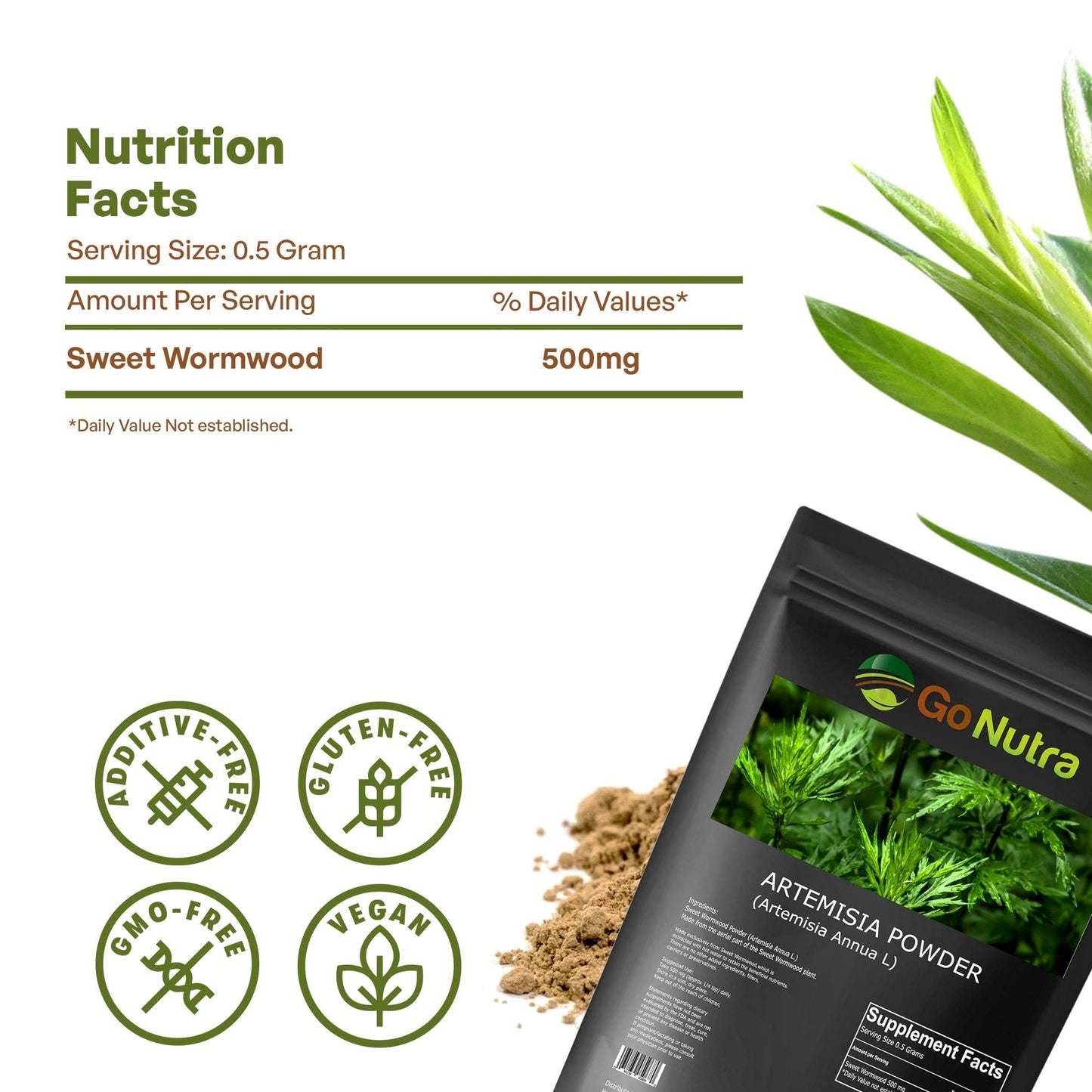Artemisia Powder 8 oz | Sweet Wormwood Powder | Artemisia Annua | Non-Gmo Herbs & Botanicals Go Nutra Go Nutra Artemisia Powder - Sweet Wormwood Powder for Tea or Smoothies