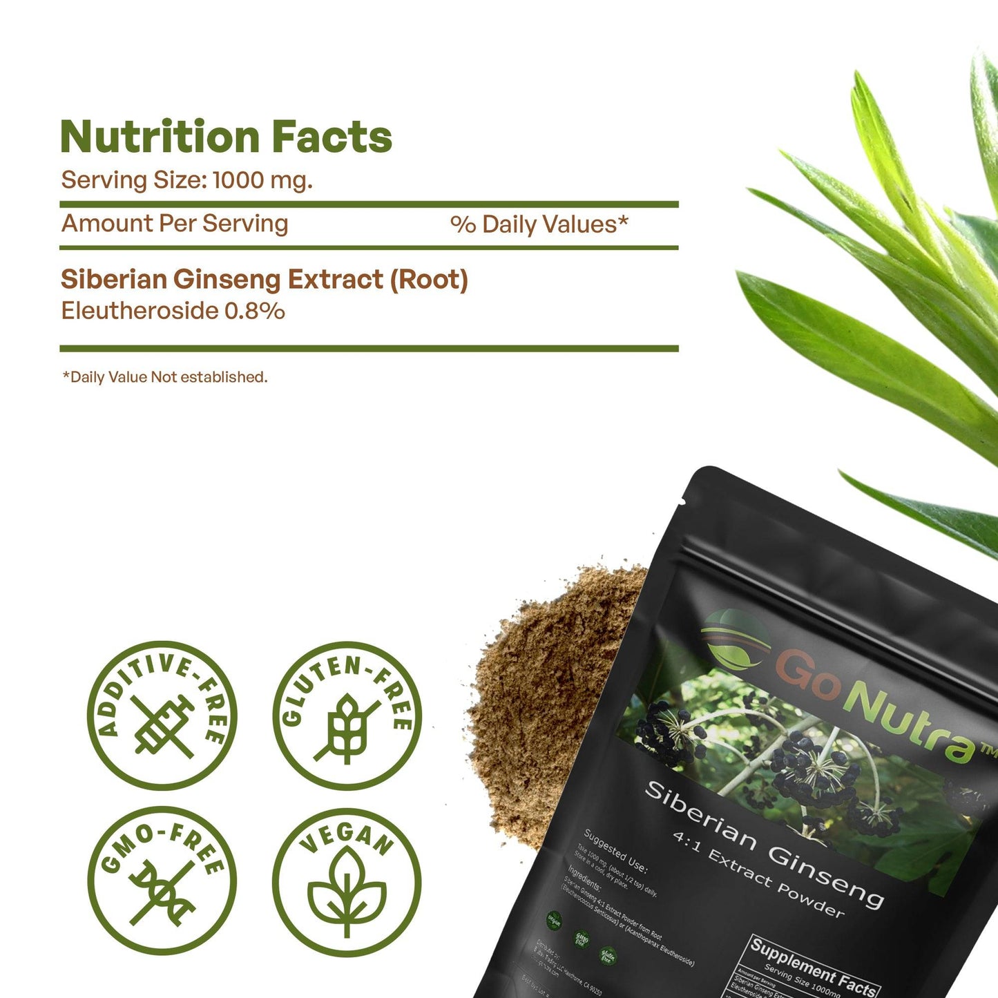 Siberian Ginseng Powder 4:1 Extract Herbs & Botanicals Go Nutra Go Nutra Herbs & Botanicals Siberian Ginseng Powder 4:1 Extract Go