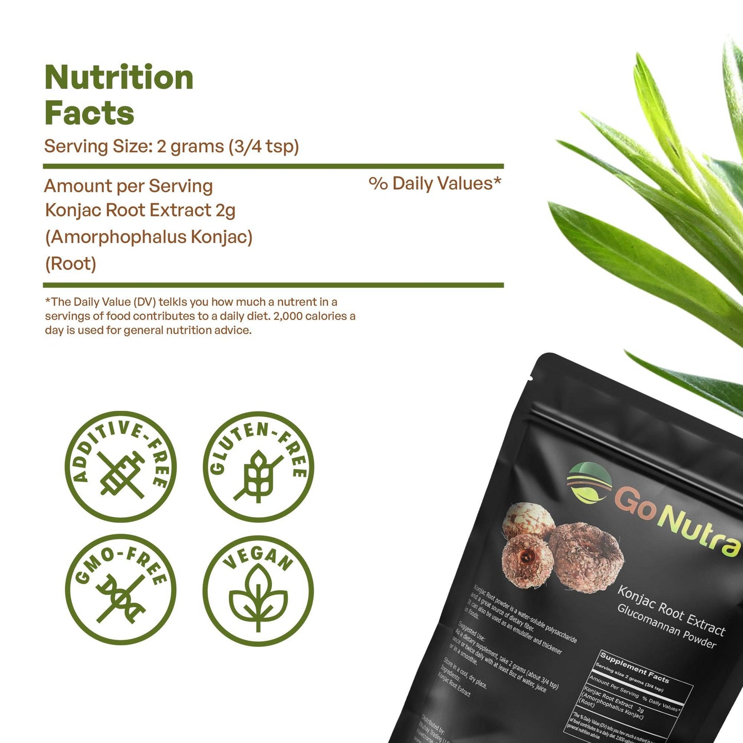 Konjac Root Extract Powder Glucomannan Powder Soluble Fiber Supplement - Prebiotic Fiber (Amorphophallus Konjac) 500 gr Herbs & Botanicals Go Nutra Go Nutra Konjac Glucomannan Powder