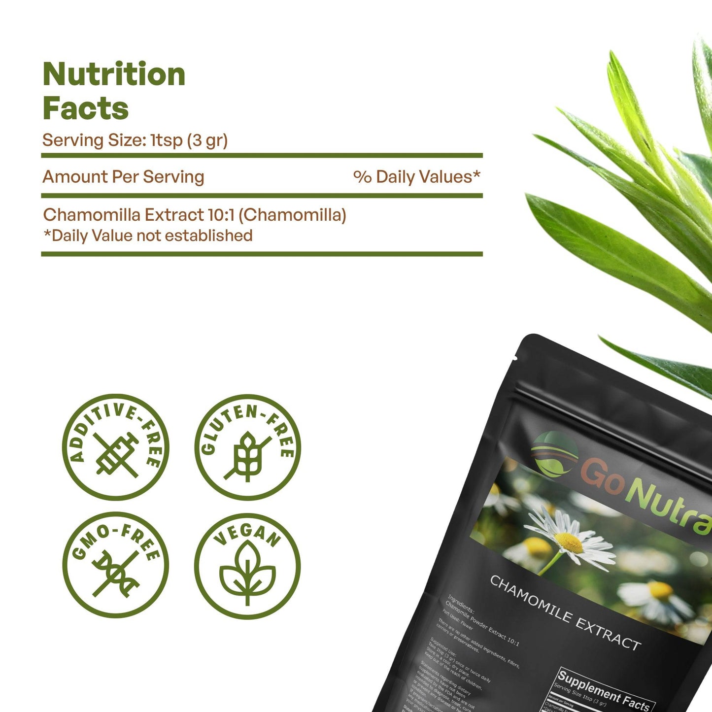 Chamomile Extract Powder 8oz Herbs & Tea Go Nutra Go Nutra Organic Chamomile Extract Powder 8oz