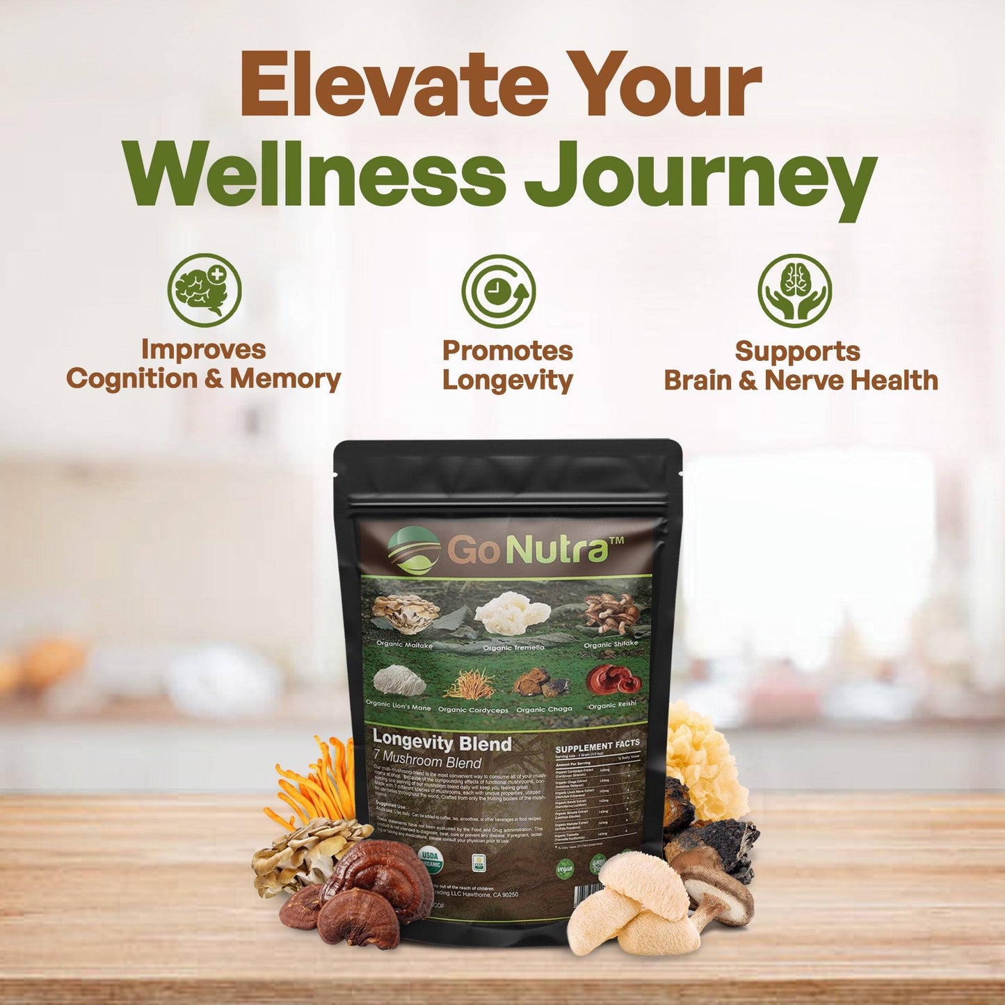 Lions Mane Maitake Reishi Shiitake Cordycep Chaga Tremella | Mushroom Blend Organic