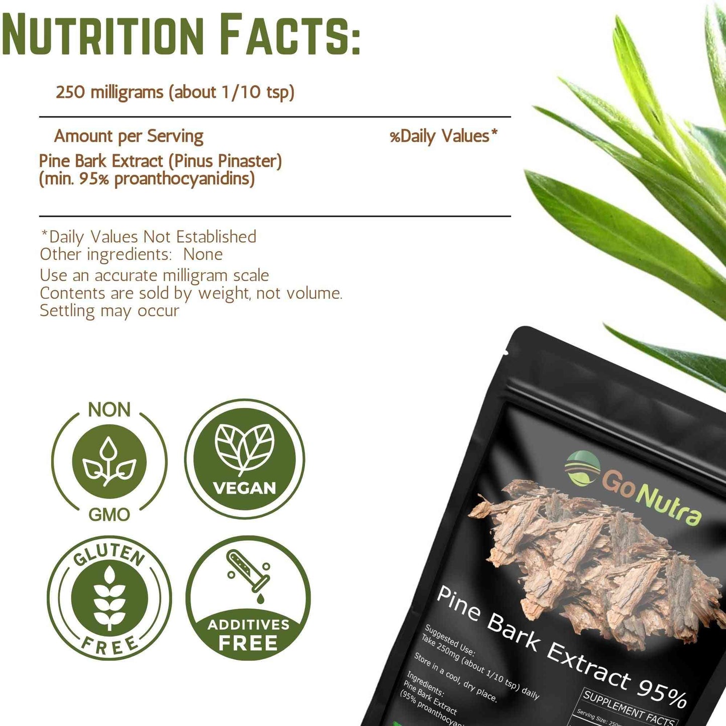 Pine Bark Extract Powder Standardized 95% Proanthocyanidins Pine Bark Powder 8oz. Health & Beauty:Vitamins & Dietary Supplements:Herbs & Botanicals Go Nutra Go Nutra Pine Bark Extract Powder 95% Proanthocyanidins