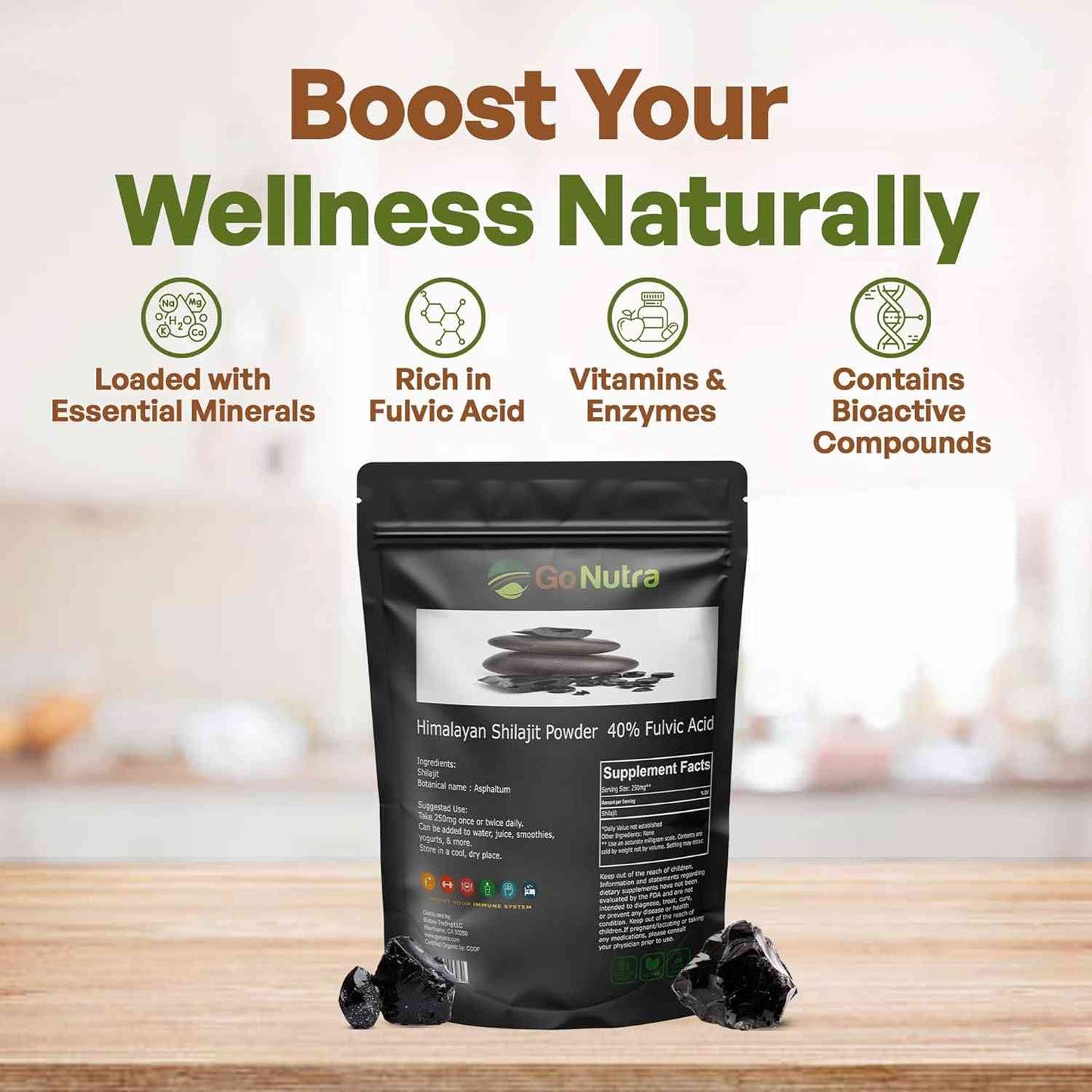 Shilajit Powder Pure Himalayan Shilajit 40% Fulvic Acid Trace Minerals - 4oz. Herbs & Botanicals Go Nutra Go Nutra Shilajit Powder - Top Fulvic Acid Supplement