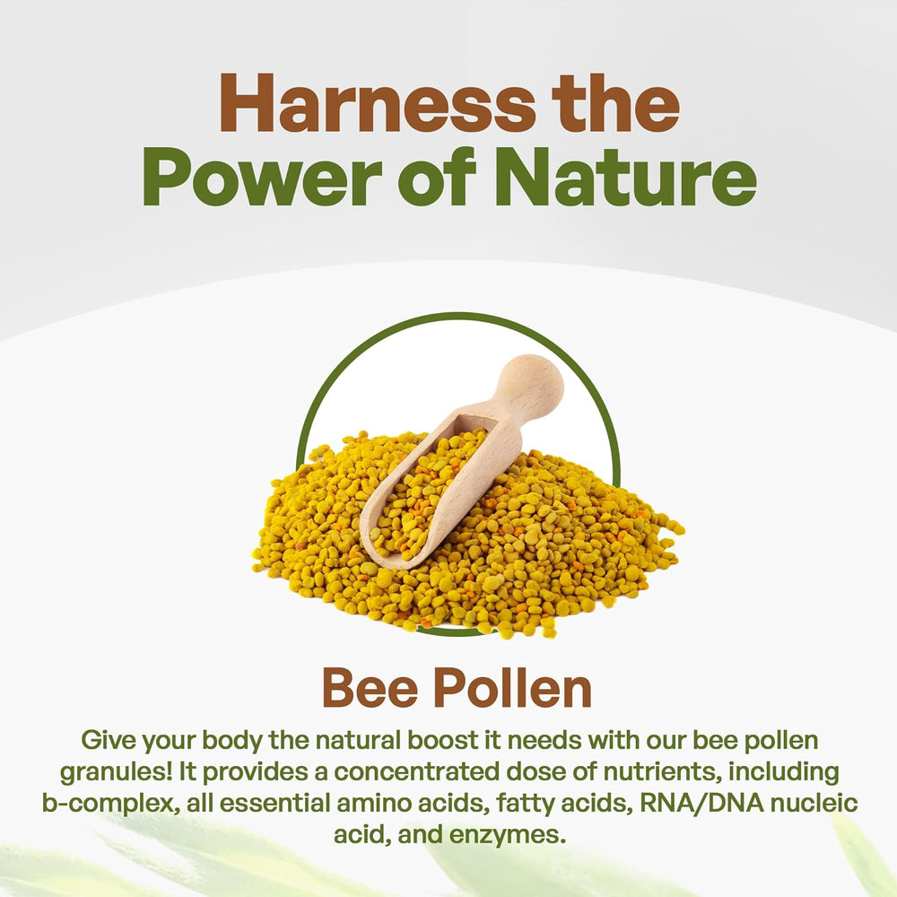 
                  
                    a poster with a picture of bee pollen
                  
                