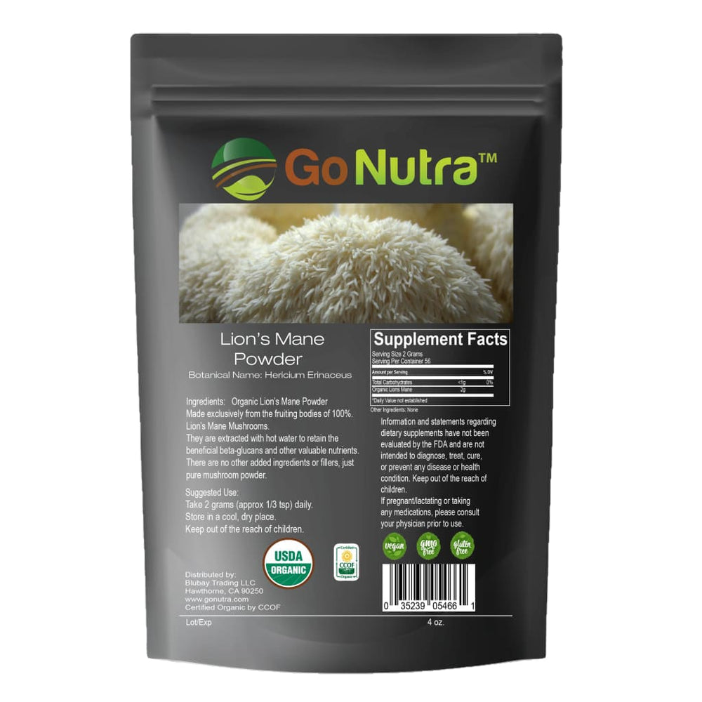 
                  
                    Lion's Mane Organic Powder 8 oz Herbs & Botanicals Go Nutra Go Nutra Lion's Mane Mushroom Powder Organic | Go Nutra
                  
                