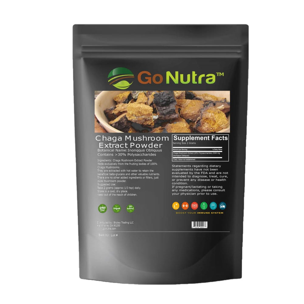Chaga Mushroom Powder | Non-GMO 4oz Pure Extract | Go Nutra 