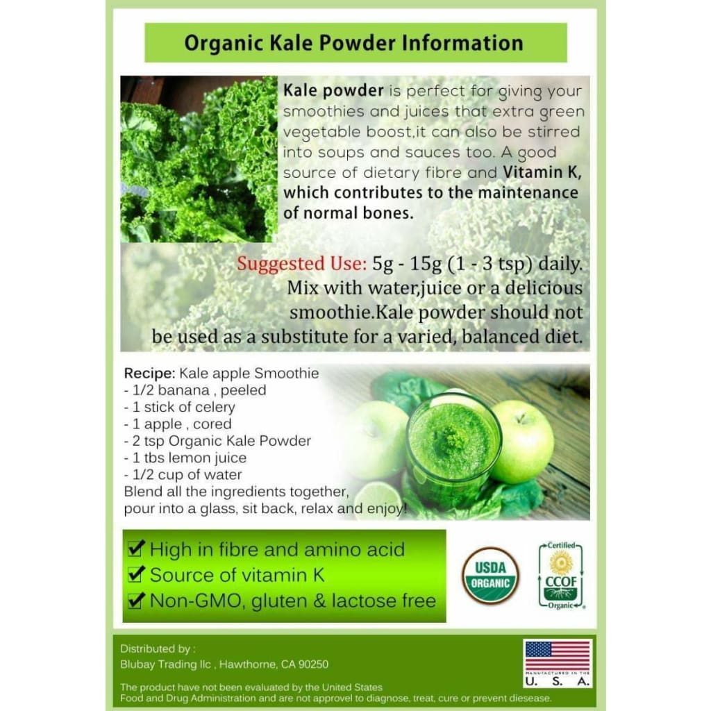 
                  
                    Kale Powder 100% Pure 1 lb. Non Gmo | Organic Superfood | Go
                  
                